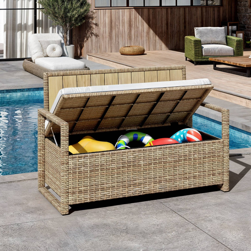 Outdoor patio cushion storage bench best sale